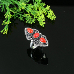 Italian Red Coral Handmade 925 Sterling Silver Gift Ring Size 10 y8p22