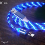 1M magnetiline laadija voolav LED valgus Micro USB Type-c laadimiskaabel iPhone'ile Samsun Blue Type-c