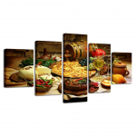 Kodukaunistus Maalimine Moodne seinakunst Raam Restoran K&ouml;&ouml;k Modulaarsed plakatid Pildid 5 t&uuml;kki S&ouml;&ouml;k ja jook HD Prinditud l&otilde;uend Ilma raamita 20x35cm*2 20x45cm*2 20x55cm*1