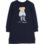 Polo Ralph Lauren Kleit Ss24 T&auml;hetr&uuml;kk &Uuml;mmargune kaelus Pikkade varrukatega Lastekleidid Tumesinine 313926021-001 L
