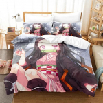 Anime Demon Slayer Voodipesu Komplekt Nezuko Kamado Tekikott Tekk Voodipesu &Uuml;he Twin T&auml;is Kuninganna Suurus 3D Lapsed T&uuml;drukud Poisid Kingitus US Twin(172x218cm)