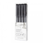 COPIC Multiliner pliiatsikomplekt, must, 4 tk - Professionaalsed joonistuspliiatsid kunstnikele ja disaineritele