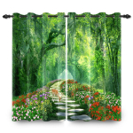 2 tk Metsamaastik Pimendavad Kardinad Roheline Loodusmaastik Magamistoale Elutoale Soojustatud Ruumipimendavad Kardinad 53x137cm 2pcs