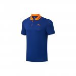 Li Ning lauatenniseniiride seeria T&auml;hekujuline logo Prindiga Kiiresti kuivav L&uuml;hikeste varrukatega Polo-s&auml;rk Meeste Polo-s&auml;rgid Varjupurpur-sinine AAYT033-3 XL