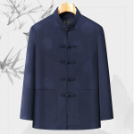 S&uuml;gis-talvine meeste pikkade varrukatega vabaaja jakk keskealistele ja vanematele isadele retro Tang-stiilis Hiina stiilis jakk 3XL black