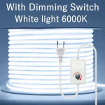 220V LED-riba Veekindel Objektiiviga COB Paindlik Lint L&uuml;litiga/H&auml;mardatav EL Pistik Tuppa Magamistuppa K&ouml;&ouml;ki V&auml;lisvalgustus Aeda 12M With Dimming Switch lahe valge v&auml;rv