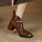 Naiste s&uuml;gis uued kandilise ninaga paksu kontsaga saapad on moekad lihtsad mugavad mitmek&uuml;lgsed naiste l&uuml;hikesed saapad 39 pruun