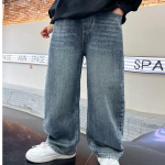 Kevad ja S&uuml;gis Poiste Teksad Pehmed Lahtised Sirge S&auml;&auml;rega Laiad S&auml;&auml;red Vabaaja Mitmek&uuml;lgsed Laste P&uuml;ksid 110cm sinine