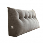 Voodipeatsipadi Velvetist Kolmnurkne Voodipeatsipadi K&uuml;lgtaskuga Ergonoomiline Seljatoepadi Diivanvoodi Padi Lugemiseks Istumiseks T&ouml;&ouml;tamiseks 180cm hall