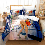 Deluxe Family 3D Sexy Beauty Print voodipesukomplekt Bikiinimustriga tekikate ja padjap&uuml;&uuml;r, &Uuml;heinimesevoodi t&auml;issuuruses Magamistoa voodipesu kaunistus DE 100x135cm