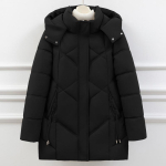Suurused XL-5XL Keskealised Naised Talvejoped Kapuutsiga Vabaaja Pikad Parkad Paksud Soojad Naiste Jakid 3XL must