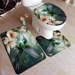 Kimalase Vannimati Komplekt Valged Lilled Rohelised Taimed Linnud Maamees Kodu Vaip Vannitoa Kaunistus P&otilde;randamatid U-Matid WC-poti Kaane Kate 45x75cm-17.7x29.5in