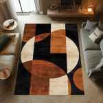 Abstraktne &uuml;mmargune vaip, p&otilde;lenud oranž, beež, must vaip, kaasaegne minimalistlik pestav p&otilde;randamatt 60*90cm black