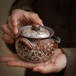 190ml Retro lilleline kullatud h&otilde;bedane k&auml;epidemega pott Vana kivimudast aarepudel Potti j&auml;medast keraamikast filtrikann Kung Fu teekomplekt