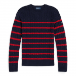 Polo Ralph Lauren S&uuml;gis/Talv 24 &Uuml;mmarguse kaelusega Triibuline Punutud Kampsun Naiste kampsun Sinine Punane WMPOSWENC021097-410 XS