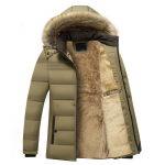Meeste veekindel kapuutsiga karusnahast krae Parka jope mantel meeste s&uuml;gismood vabaaja parkad Meeste talvesoojad L khaki