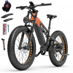 Elektriratas LANKELEISI RV800, 1130W mootor, 48V 20Ah aku, maksimaalne kiirus 52 km/h, s&otilde;iduulatus 150 km ja 26*4,0-tollised rehvid