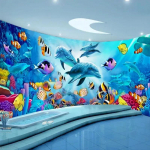 3D multifilmtapeet Delfiin Kala Seinakleebis Elutuba Magamistuba Tapeedid Kodukaunistus 200 cm(W) x 140 cm(H)