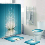 Lotus Flower 3D Print du&scaron;ikardin Hiina stiilis lilleline veekindlad vannitoakardinad kodukaunistuseks libisemiskindel vaip vannimati komplekt W200xH180cm lilla