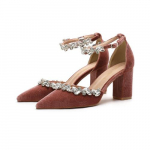 Naiste Sametine Paksude Kontsadega Terava Otsaga Avatud K&uuml;ljega Kivist Rihmaga Pulmadeks Pruudile Pruutneitsile Peole Kingad 35