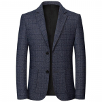 Kevad S&uuml;gis Meeste Ruudulised Bleiserid Smart Casual Formaalne &Uuml;likond Jakk Mantel Meeste Mood Slim Fit Alla keeratava kraega Bleiserid Pealisr&otilde;ivad S sinine