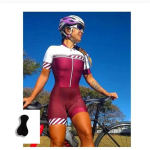 Naiste l&uuml;hikeste varrukatega jalgrattas&otilde;idu triatloni &uuml;likond Tres Pinas Trisuit Jalgrattas&otilde;idu Skinsuit Rattas&otilde;idu kombinesoon Suvine kiirus&uuml;likond Bodysuit M punane