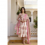 Puuvillane Disainer Kurti P&uuml;kside ja Dupattaga Komplekt India Naistele &Uuml;laosa Etniline Kurta Komplekt L-40