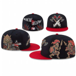 Atlanta Braves Gooti S&otilde;dalase Fitted M&uuml;ts, Must Kolju ja Linnavaate Tikandiga MLB Lame Nokaga M&uuml;ts one size