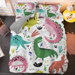 Multikas Dinosaurus Voodipesukomplekt &Uuml;heinimesevoodi, Queen-suurus, King-suurus Boho Tekk/Tekikott Pol&uuml;ester Tepitud Kate Padjap&uuml;&uuml;r Pehme Voodipesu EU single(135x200cm)