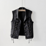 S&uuml;gisene Valge Denim Vest Naistele Moodne teksariidest Vesti Naiselik Vabaaja Varrukateta Jakk &Uuml;he n&ouml;&ouml;biga Naiste Vest Top 5XL black