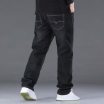 Meeste mustad teksad p&uuml;ksid suure suurusega p&uuml;ksid teksad Hombre laia s&auml;&auml;rega teksad Pantalon Homme baggy teksad 48 black