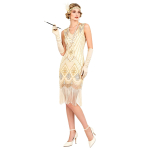 Naiste 1920ndate Kleit V-kaelusega Kleit R&otilde;&otilde;msad 20ndad Great Gatsby Kleit &Otilde;htukleit Kokteilipidude Kleit Litrite, P&auml;rlite ja Tuttidega &Auml;&auml;risega Flapper Kleit Naistele 2XL beige