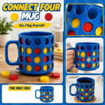 Plastikust Connect Four teemaline kruus integreeritud m&auml;ngunuppude ja sangaga Vastupidav disain sise- ja v&auml;listingimusteks One Size sinine