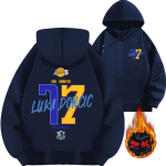 2025 Doncic Kahekordne Meeskond Lakersid Mavericks Ei. 77 Kapuutsiga kampsun Korvpall L&otilde;tv Doncic Fliis L black