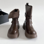 2025 Talvised Keskmise Kontsaga Naiste Pandlaga Pahkluusaapad Klassikalised Jalan&otilde;ud Uued Platvormil Luksuslikud L&uuml;hikesed Saapad Elegantne Zapatillas Mujer 35 pruun