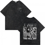 Vintage pestud r&auml;ppari J Cole The Fall Off Tour graafilised t-s&auml;rgid Moodne hip-hop t-s&auml;rk Unisex vabaaja avar puuvillane t-s&auml;rk S mitmev&auml;rviline