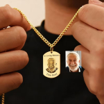 Personaliseeritud Nime ja Fotoga Kaelakee Meestele Graveeritud Tr&uuml;kitud Armastuse M&auml;lestus Roostevabast Terasest Silt Ripats Ehted Isa S&uuml;nnip&auml;evakingitus brown