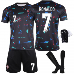 Laste spordivarustus Portugal 2024-25 Ronaldo Nr. 7 Jersey ANUTETOUNI Noorte Jalgpalli Komplekt Mitmev&auml;rviline 100-110 CM mitmev&auml;rviline