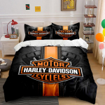 Harley Davidson Must Voodipesu  Voodipesu Tekikott Komplekt Tekikott Padjap&uuml;&uuml;rid  (1 * Tekikott 2 * Padjap&uuml;&uuml;ri, ilma tekita) 135x200cm
