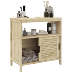 Bambusest kraanikausi alune kapp, Vannitoa hoiukapp 2 uksega, 60 x 30 x 60 cm, Naturaalne puit 60 x 30 x 60 cm