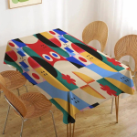 Pestav veekindel pol&uuml;ester laudlina, kunstiline geomeetriline muster lauakate, piknikutekk, telkimislaua kate kodukaunistus 54*72inch(137cm*183cm） black
