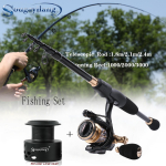 &Otilde;ngeritvade rullide komplekt Teleskoopne p&uuml;&uuml;gikepp Spinning p&uuml;&uuml;girull mageveebass reisip&uuml;&uuml;k 1.8M Rod&Reel 1000