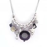 NOA [G5956] - Collier Cr&eacute;ateur 'Emilie' noir beige must