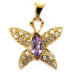 Les Tr&eacute;sors De Lily [G7624] &ndash; Amet&uuml;stist  Sublime Butterfly  kullatud ripats lilla