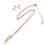 Les Tr&eacute;sors De Lily [P5056] &ndash; Roosa kullast 'Navajos' terasest kaelakee + pandlad (kuldroosa) (suled) kuld