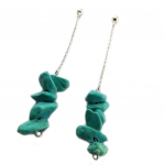Les Tr&eacute;sors De Lily [P7031] - Boucles Argent 'Min&eacute;ralia' turquoise argent&eacute; - 58x9 mm t&uuml;rkiissinine