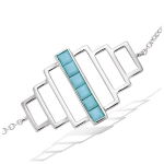 Les Tr&eacute;sors De Lily [P8005] - Bracelet Argent 'Boho' turquoise argent&eacute; (rhodi&eacute;) - 30x20 mm t&uuml;rkiissinine