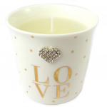 Les Tr&eacute;sors De Lily [P0303] - Dekoratiivne k&uuml;&uuml;nal 'Messages' beež (Armastus) metsik roos - 8x8. 5 cm valge