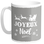Les Tr&eacute;sors De Lily [R0484] - Mug c&eacute;ramique 'Joyeux No&euml;l' gris (Made in France) - hauteur 9. 5 cm diam&egrave;tre 8 cm hall