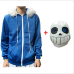 Anime Sans Undertale Cosplay kost&uuml;&uuml;mid, kapuutsid Lateksmask FRESH Skeleton Jacket Sans Plus sametkost&uuml;&uuml;mid M blue